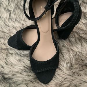 ALDO Black Velvet Heels, Size 7.5